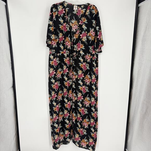Self Esteem Dresses & Skirts - Self Esteem Black Floral Button Front Maxi Dress Size 3X